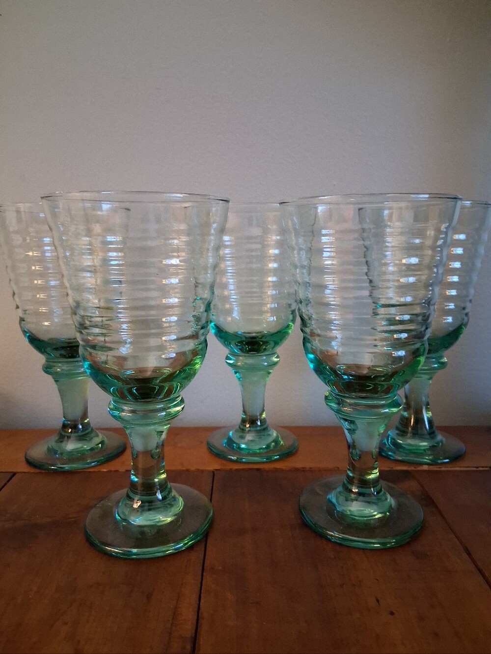 Vintage Libby Glass Sirrus Spanish Green Water/Wine Goblets